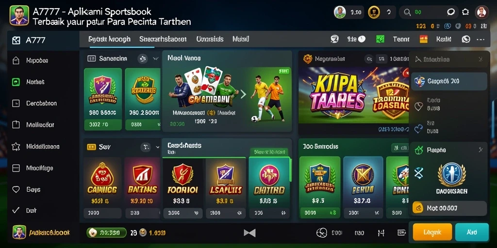 Tampilan screenshot A7777 saat sedang melakukan taruhan olahraga.