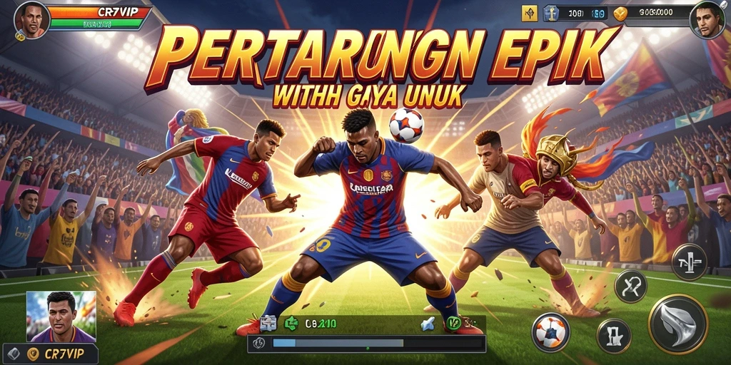 Screenshot menunjukkan pertarungan seru di arena CR7VIP.