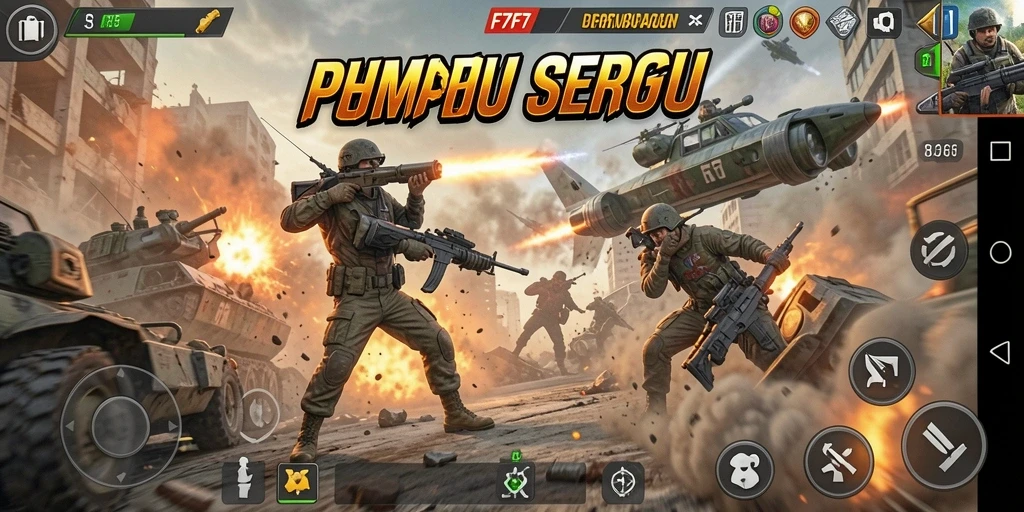 Screenshot F7F7 menampilkan aksi pertempuran yang mendebarkan.