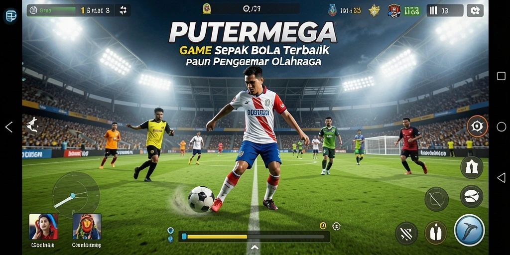 Screenshot PUTERMEGA menampilkan aksi seru di lapangan sepak bola.