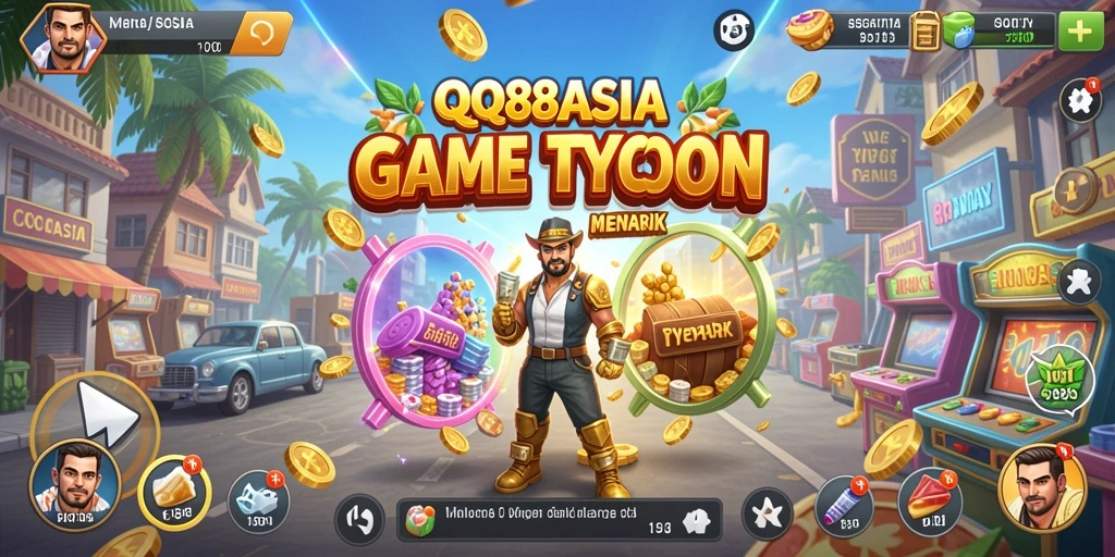 Tampilan gameplay menarik dari QQ88ASIA yang menggambarkan manajemen bisnis.
