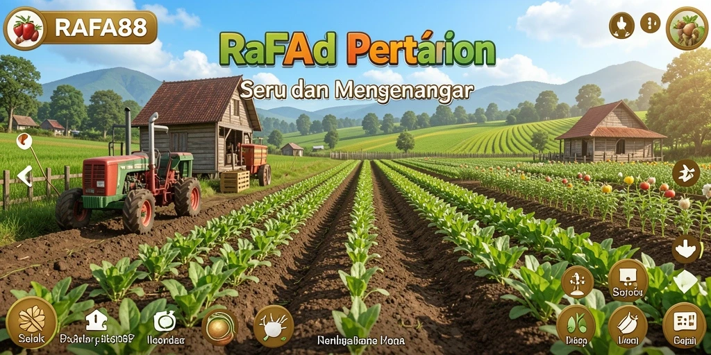 Screenshot RAFA88 menampilkan lahan pertanian yang indah dan aktivitas bertani yang seru.