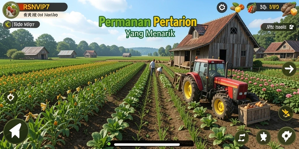 Screenshot gameplay RSNVIP7 menunjukkan aktivitas bertani yang seru.