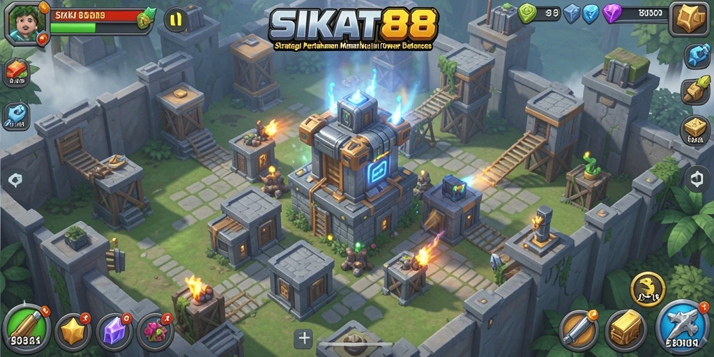 Tampilan gameplay menarik dari SIKAT88 dalam pertahanan menara.