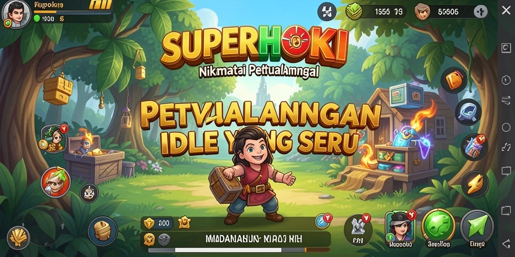 Tampilan gameplay SUPERHOKI yang menakjubkan dalam genre idle.