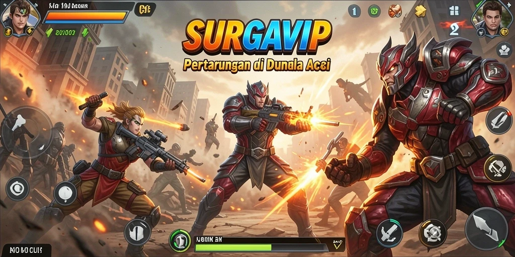 Tampilan menarik saat pertarungan dalam SURGAVIP yang intens.