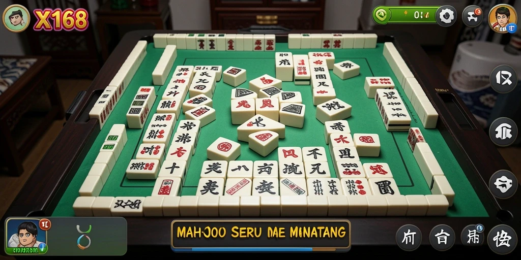 Tampilan gameplay X168 yang menonjol dengan grafis Mahjong.