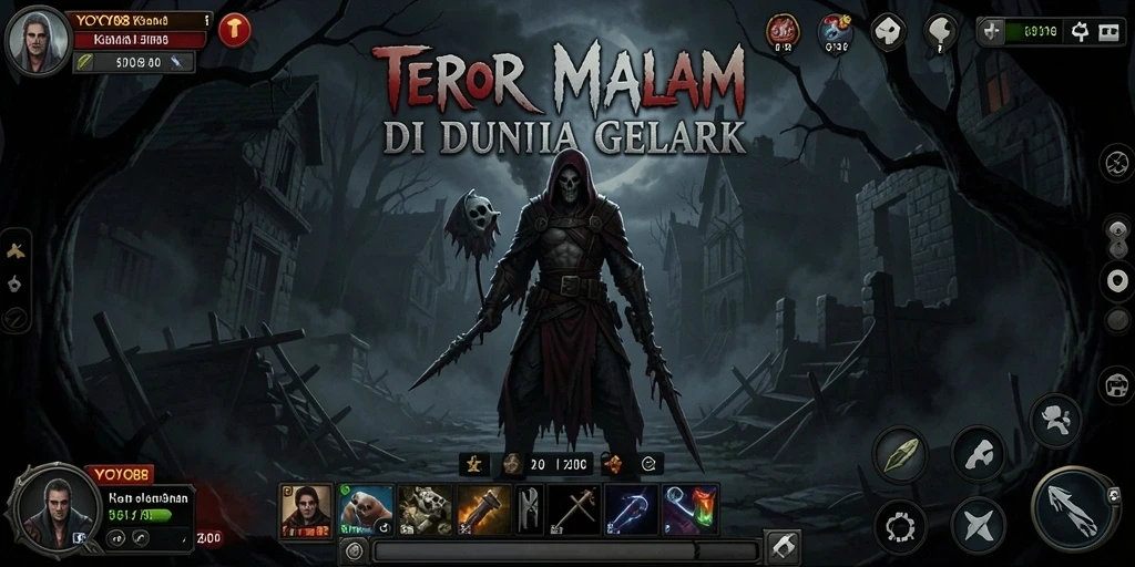 Screenshot gameplay YOYO88 yang menunjukkan momen menegangkan dan menyeramkan.